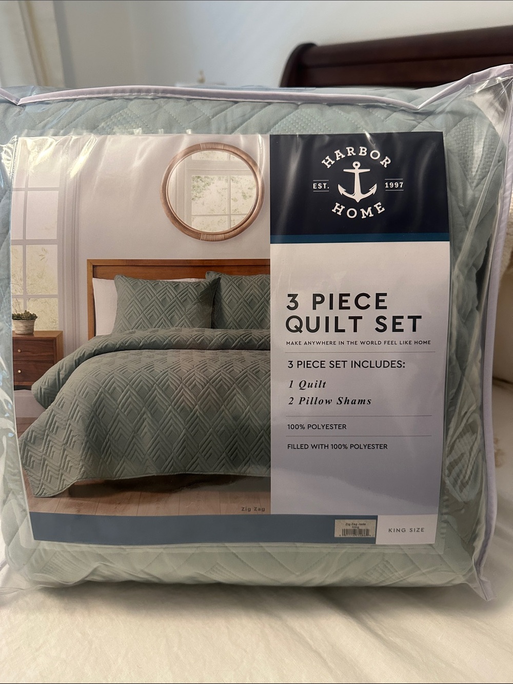 3-Piece Zig Zag Quilt Set in Jade